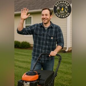 Carhartt Blue Plaid Button-Up Shirt